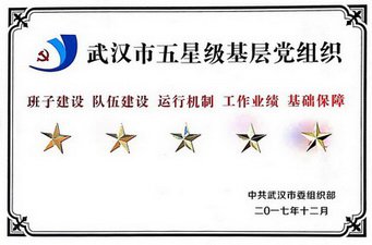 新八集團黨委被武漢市委組織部授予“武漢市五星級基層黨組織”榮譽稱號